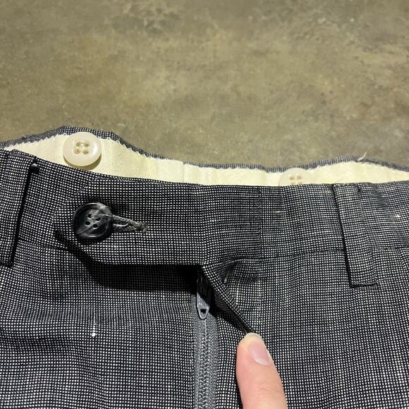 Vintage 70s Grey Wide Leg Pattern Pleated Trousers 34x31 - Picture 4 of 4